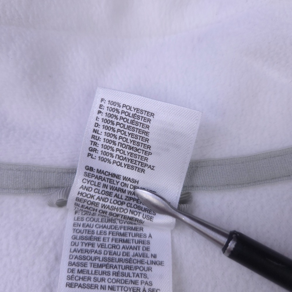 The North Face Sweater Womens Medium Fleece Pullover Quarter Zip White Gray Logo - Picture 6 of 9
